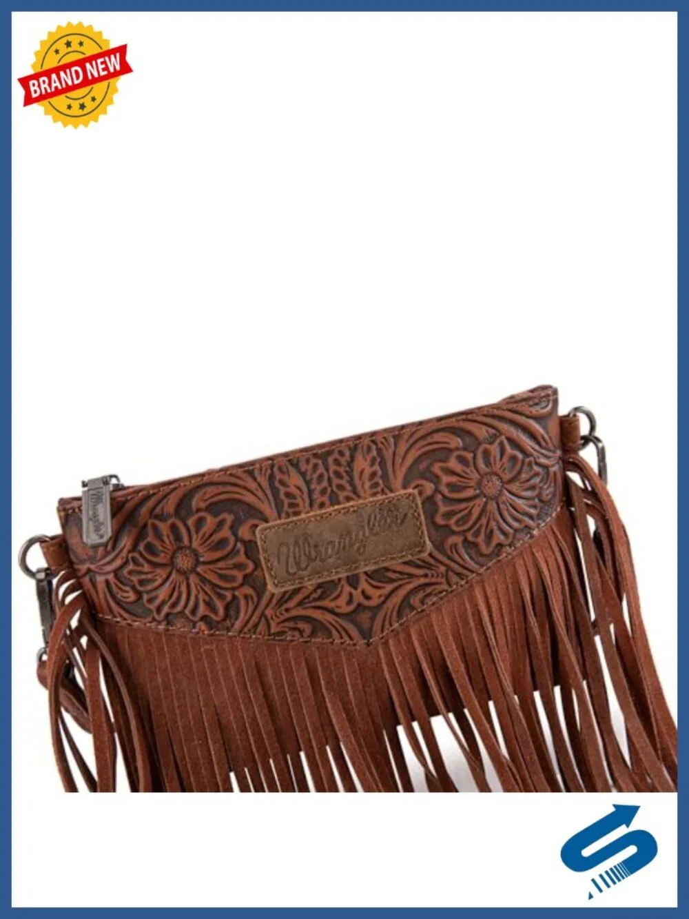 Faux Leather Crossbody Bag with Fringe Wristlet Purse